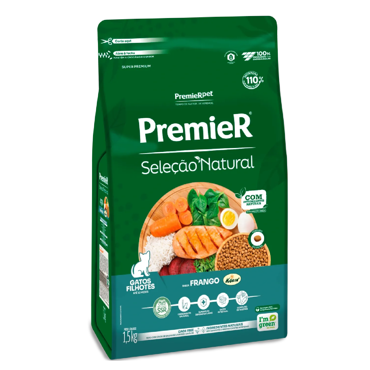 Racao Premier Selecao Natural Gatos Filhotes Frango 1.5kg lateral